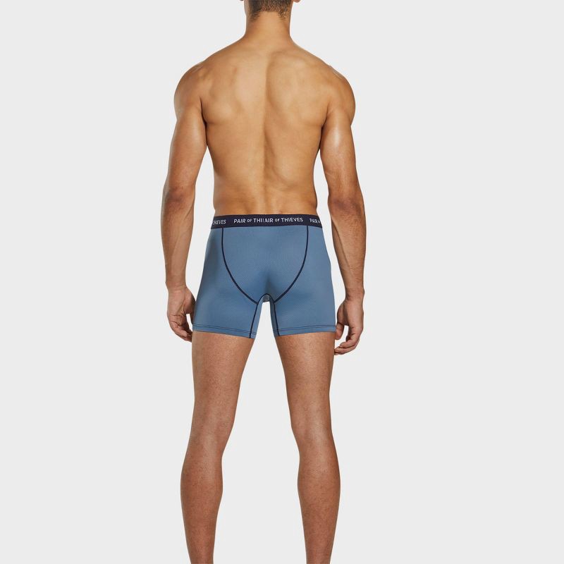 slide 4 of 9, Pair of Thieves Men's Super Fit Boxer Briefs 2pk - Blue M: Mid Rise, Lightweight Mesh, Full Waistband Elastic, 2 ct