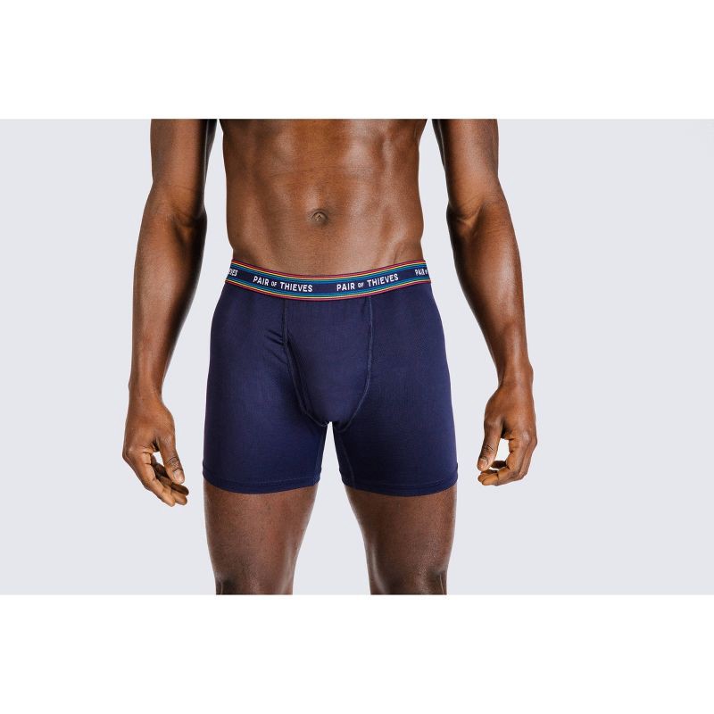 slide 7 of 9, Pair of Thieves Men's Super Fit Boxer Briefs 2pk - Blue M: Mid Rise, Lightweight Mesh, Full Waistband Elastic, 2 ct