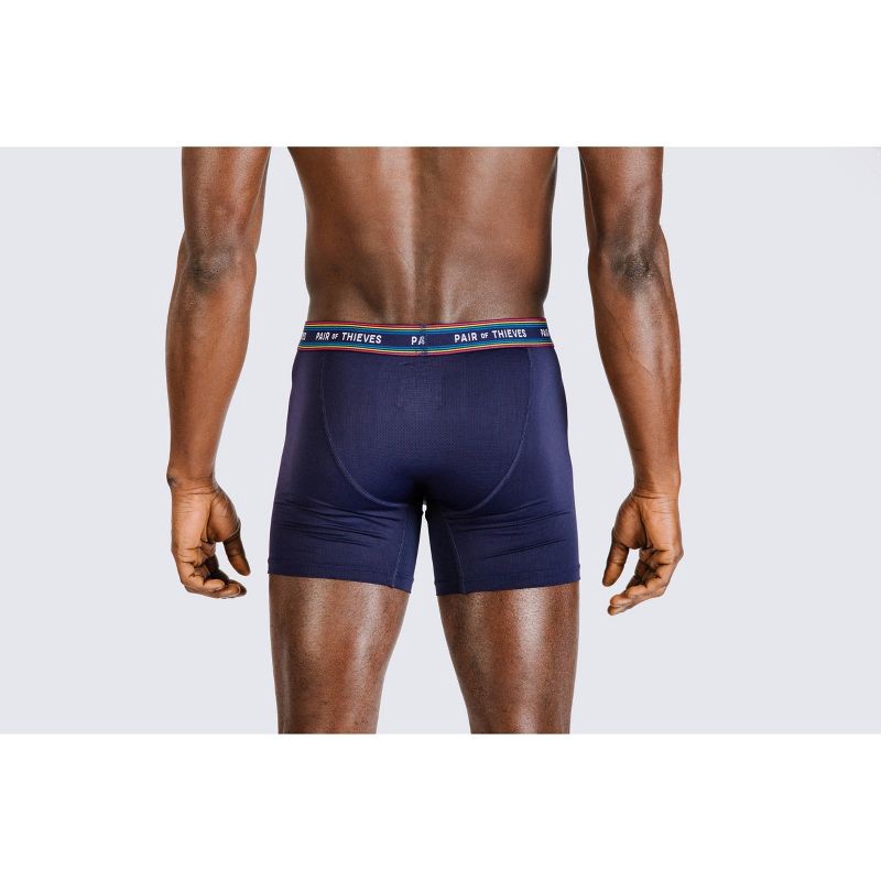 slide 9 of 9, Pair of Thieves Men's Super Fit Boxer Briefs 2pk - Blue L: Lightweight Mesh, Mid Rise, Full Waistband Elastic, Machine Washable, 2 ct