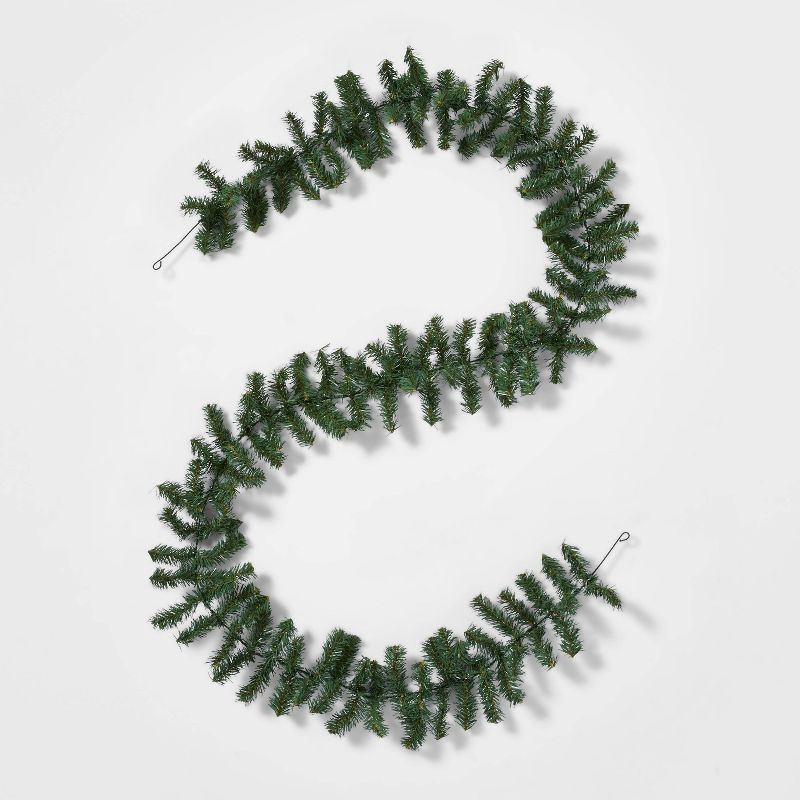 slide 1 of 3, 9' Unlit Artificial Pine Christmas Garland Green - Wondershop™: Faux Floral, Indoor/Sheltered Outdoor Use, Wall/Door Decor, 1 ct