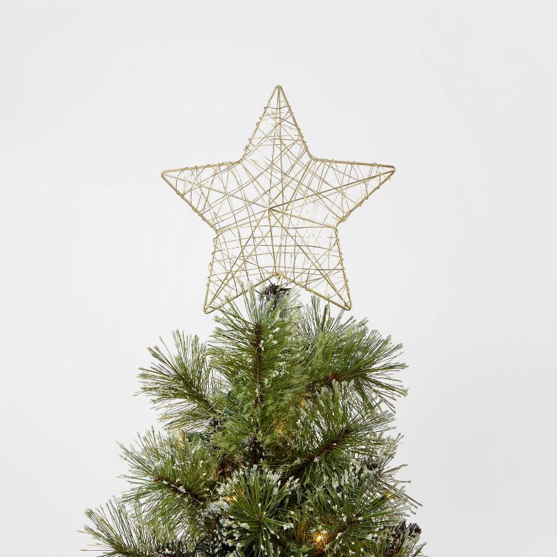 slide 2 of 3, 10" Lit Gold Wire Wrapped Star Christmas Tree Topper Warm White Dewdrop Lights - Wondershop™: Indoor Use, 1 ct