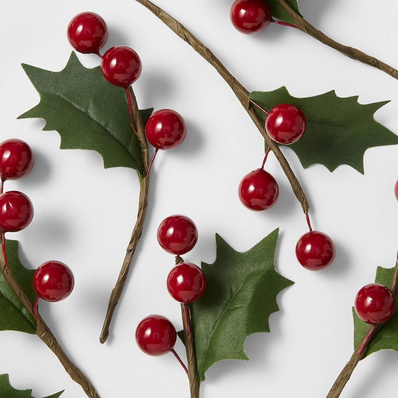 slide 3 of 3, 30ct Red Berries Christmas Sprigs - Wondershop™: Holly Gift Tie-Ons, Multicolor Decoration, 30 ct