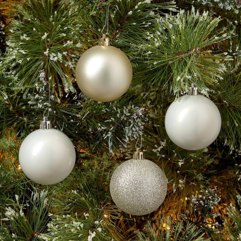 slide 2 of 3, 50ct Shatter-Resistant Round Christmas Tree Ornament Set Candy White/Champagne - Wondershop™: Durable, Indoor Use, 50 ct