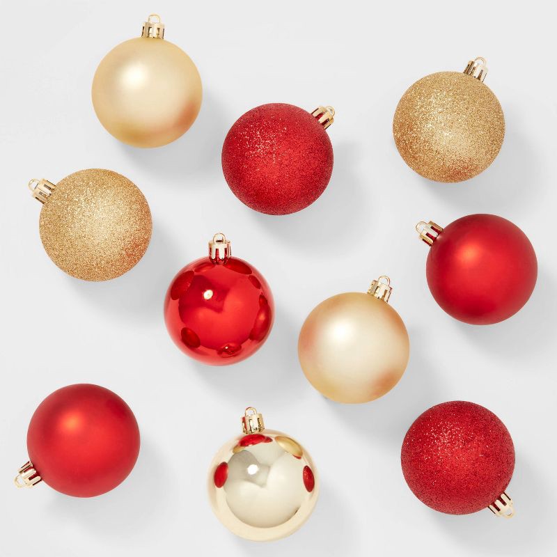 slide 1 of 3, 50ct Shatter-Resistant Round Christmas Tree Ornament Set Red/Gold - Wondershop™: Durable, Indoor Decor: Durable, Indoor Decor, 50 ct