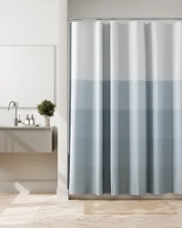 Room & Retreat Kristi Stripe Fabric Shower Curtain with Recycled Cotton, Blue