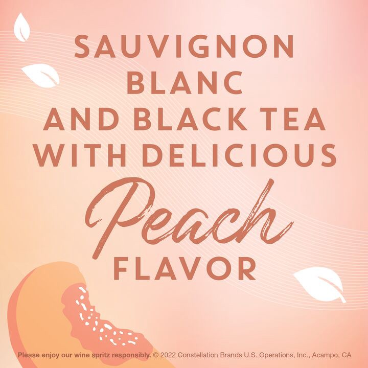 slide 4 of 7, Kim Crawford Iced Tea Wine Spritz Peach Flavor, Sauvignon Blanc Sparkling Wine, 4 pk 355 mL Cans, 48 fl oz