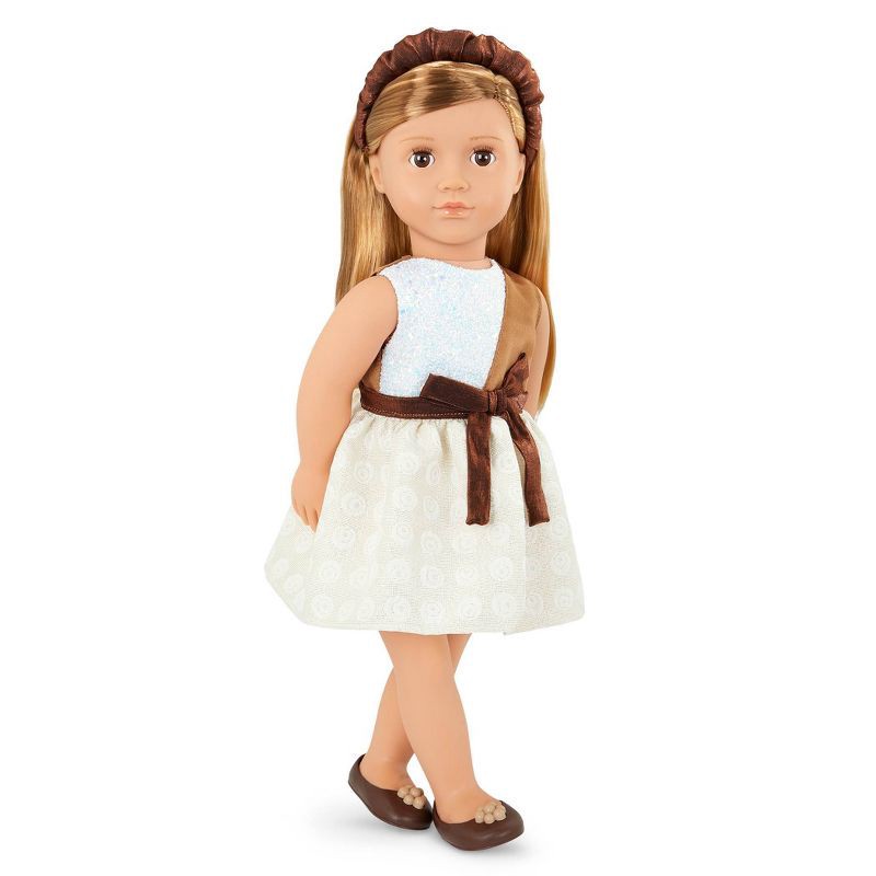 slide 2 of 4, Our Generation Shelby 18" Fashion Doll: Blonde, Brown Eyes, No Articulation, Plastic & Polyester, Food & Beauty Theme, 1 ct
