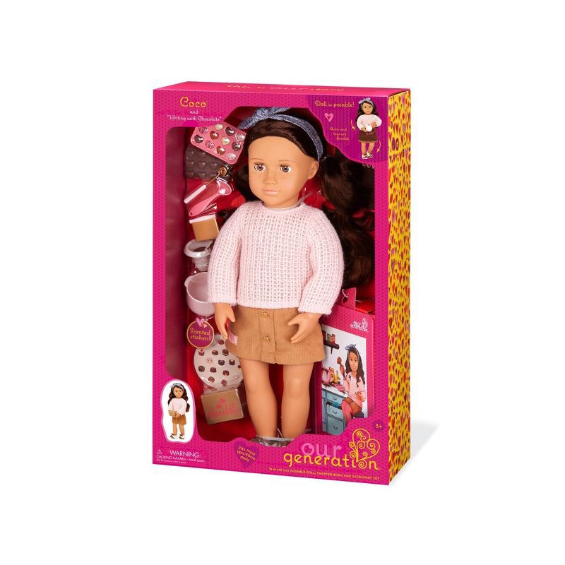 slide 8 of 8, Our Generation Coco Posable 18" Baking Doll & Storybook, 1 ct