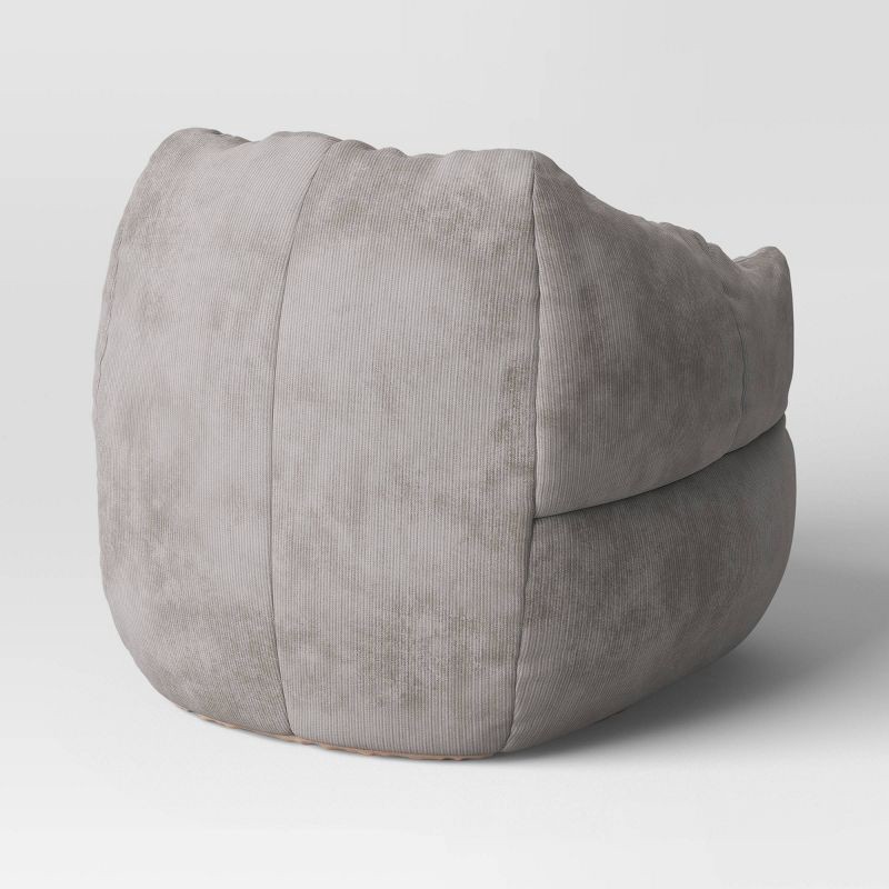 slide 4 of 5, Corduroy Bean Bag Dorm Chair Light Gray - Room Essentials™: Quilted, Armrests, Polystyrene Beads Filling, 1 ct