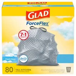 Glad Force Flex Drawstring Fresh Clean Odor Shield 13 Gallon 80ct
