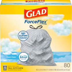 Glad Force Flex Drawstring Fresh Clean Odor Shield 13 Gallon 80ct