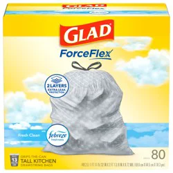 Glad Force Flex Drawstring Fresh Clean Odor Shield 13 Gallon 80ct