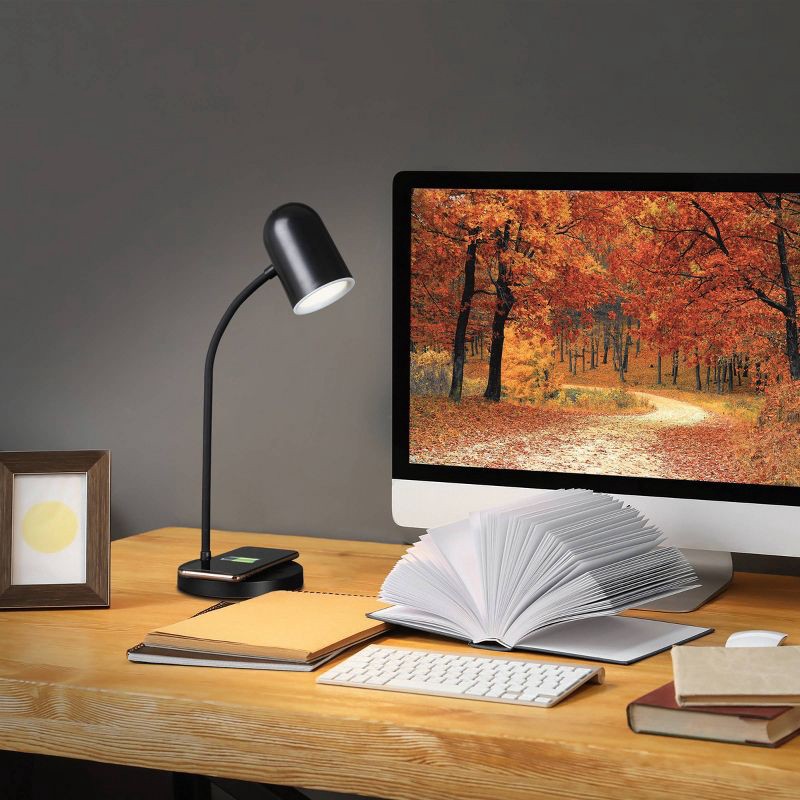 slide 3 of 3, LED Brody Wireless Charging Desk Lamp Black - OttLite: Modern Adjustable, Electric, Touch Sensor, Integrated Bulb, 1 ct