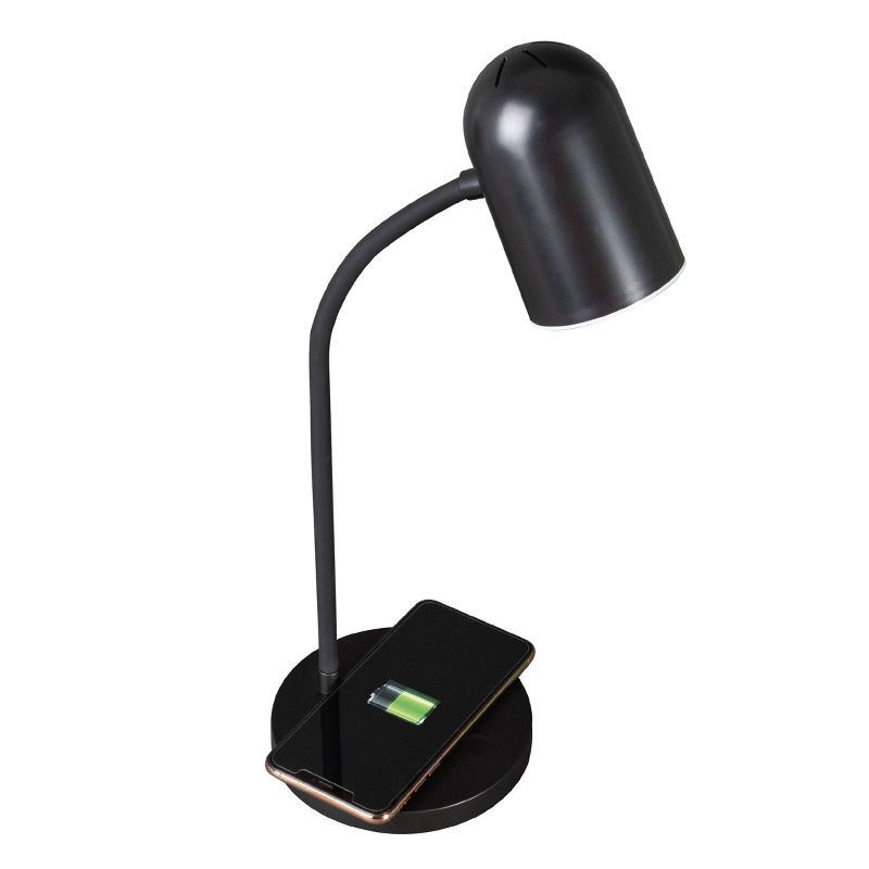 slide 1 of 3, LED Brody Wireless Charging Desk Lamp Black - OttLite: Modern Adjustable, Electric, Touch Sensor, Integrated Bulb, 1 ct