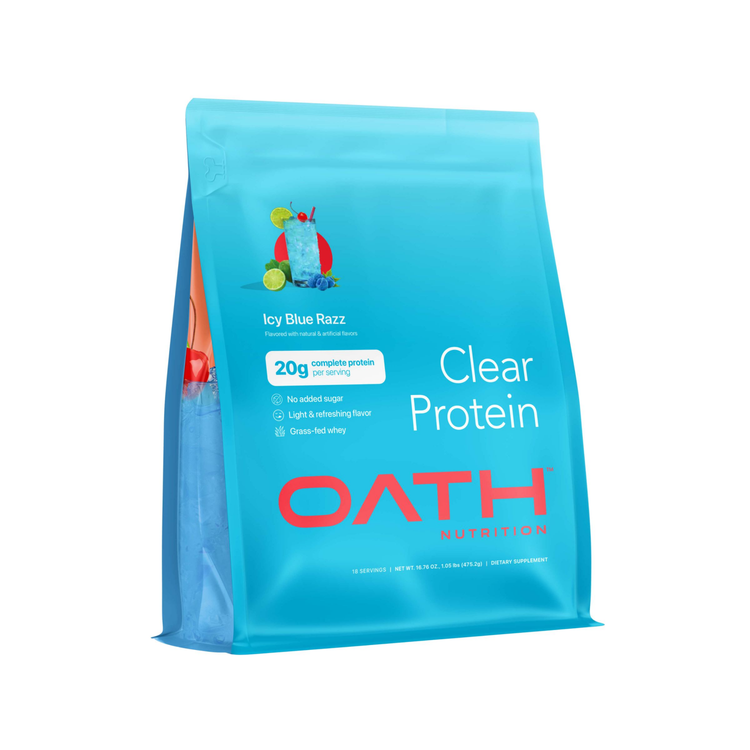 slide 1 of 2, Oath Clear Protein - Icy Blue Razz, 1 ct