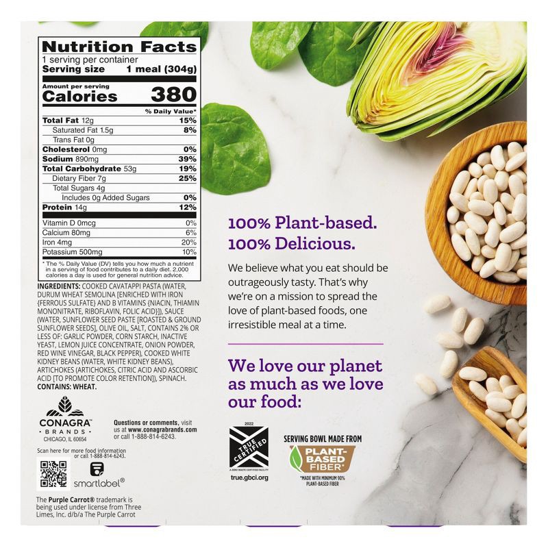 slide 6 of 6, Purple Carrot Vegan Frozen Plant-Based Spinach Artichoke Cavatappi Bowl - 10.75oz, 10.75 oz