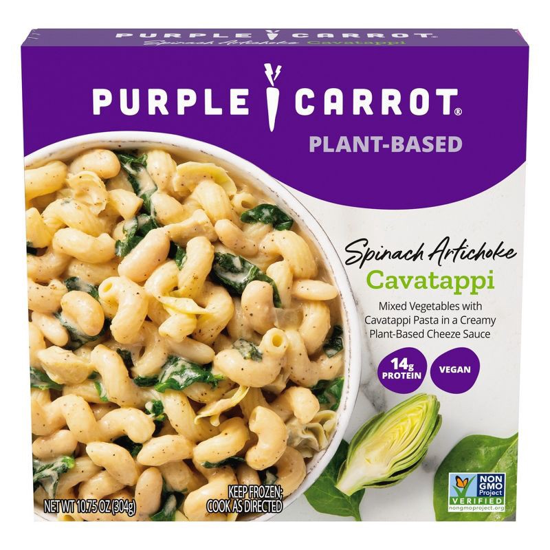 slide 1 of 6, Purple Carrot Vegan Frozen Plant-Based Spinach Artichoke Cavatappi Bowl - 10.75oz, 10.75 oz