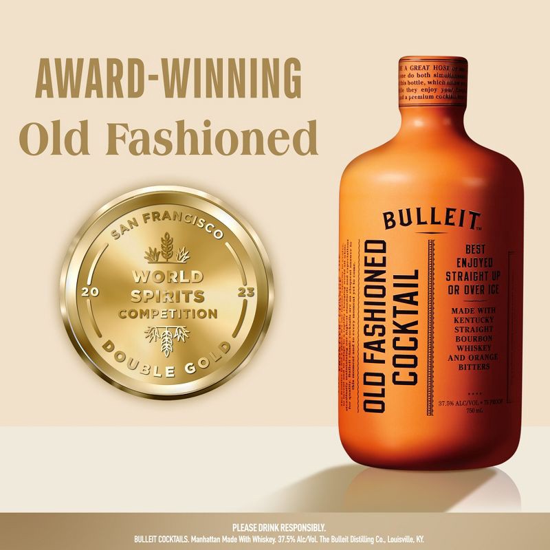 slide 2 of 9, Bulleit Bourbon Old Fashioned Ready To Drink - 375ml Bottle, 375 ml