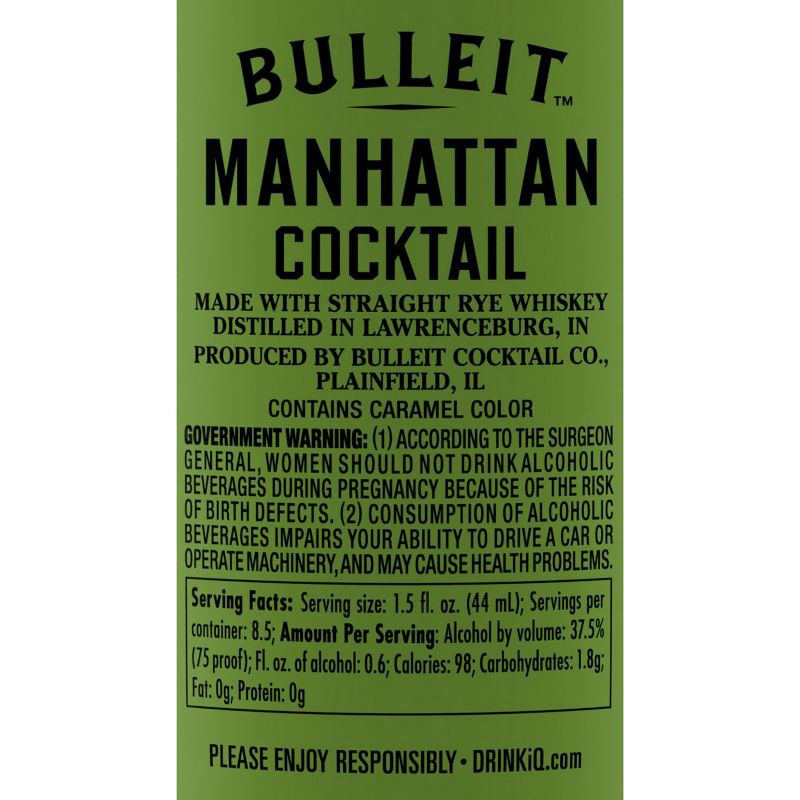 slide 6 of 11, Bulleit Bourbon Manhattan Ready To Drink - 375ml Bottle, 375 ml