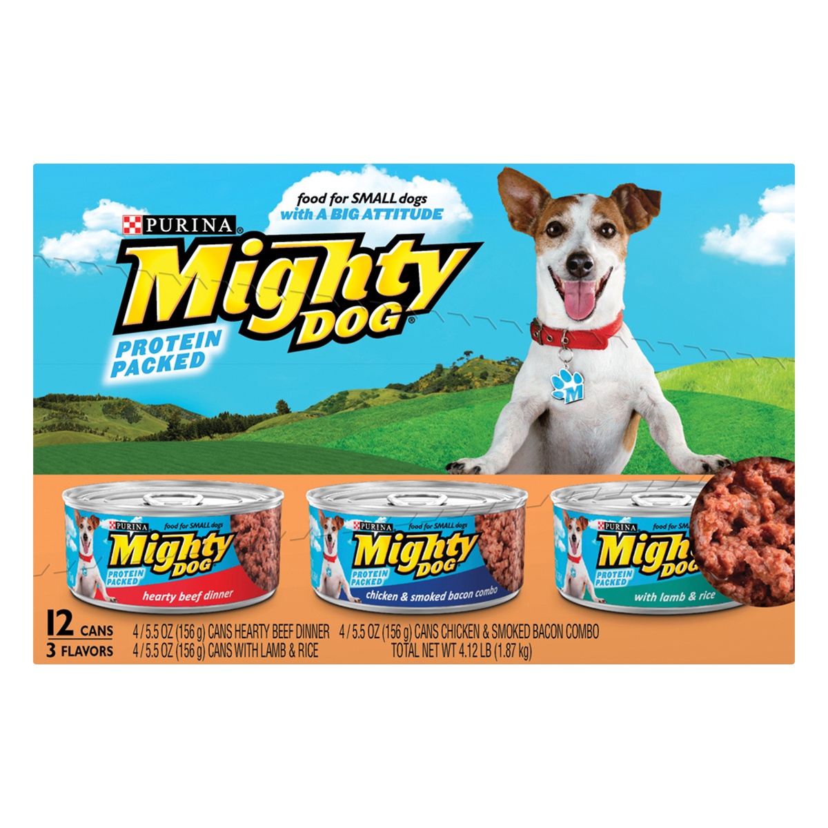 slide 1 of 1, Purina Mighty Dog Hearty Beef Dinnerchicken and Smoked Bacon Combolamb and Rice Dog Food Variety Pack, 12 ct; 5.5 oz