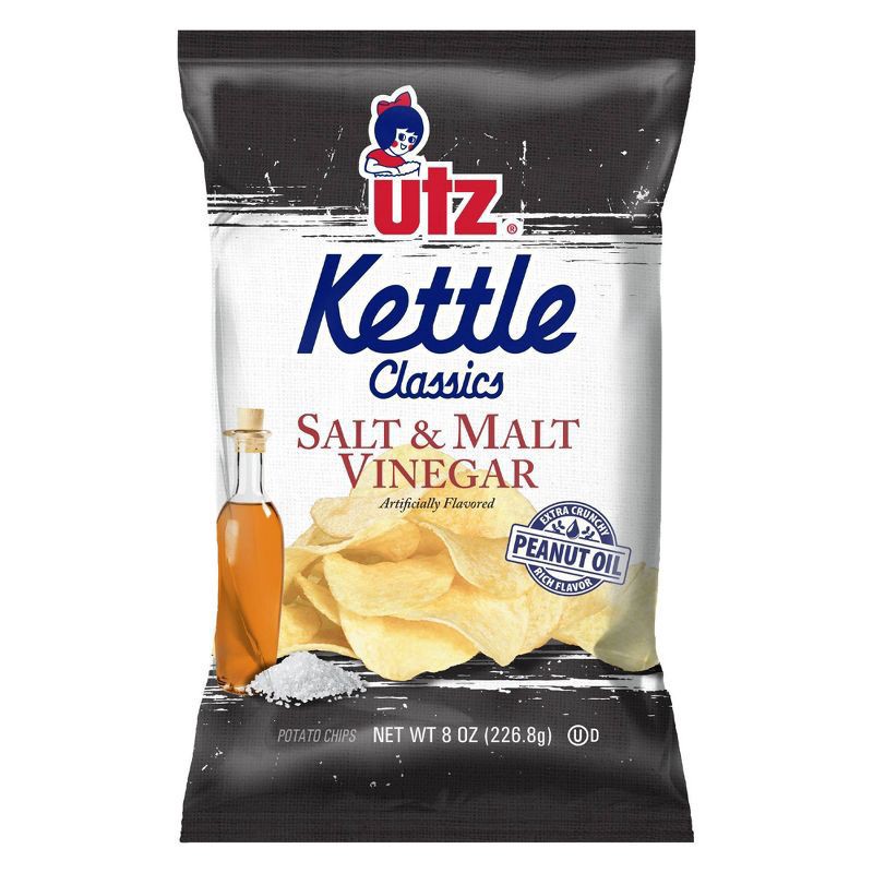 slide 1 of 1, Utz Kettle Classics Salt & Malt Vinegar Potato Chips - 7.5oz, 7.5 oz