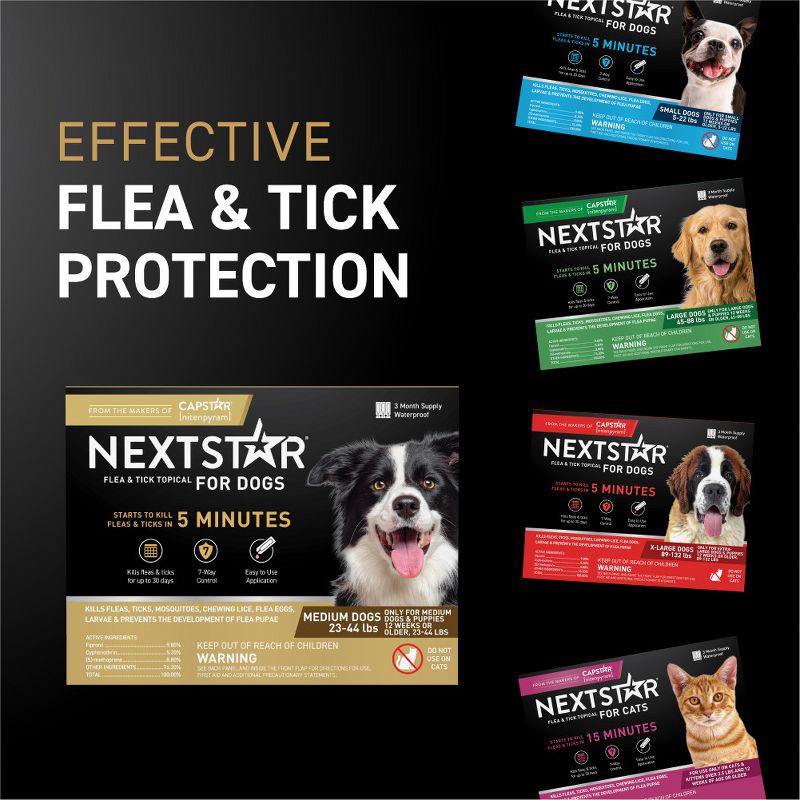 slide 5 of 11, NextStar Flea & Tick Topical Treatment for Medium Dogs - 23 to 44lbs - 3ct, 44 lb, 3 ct