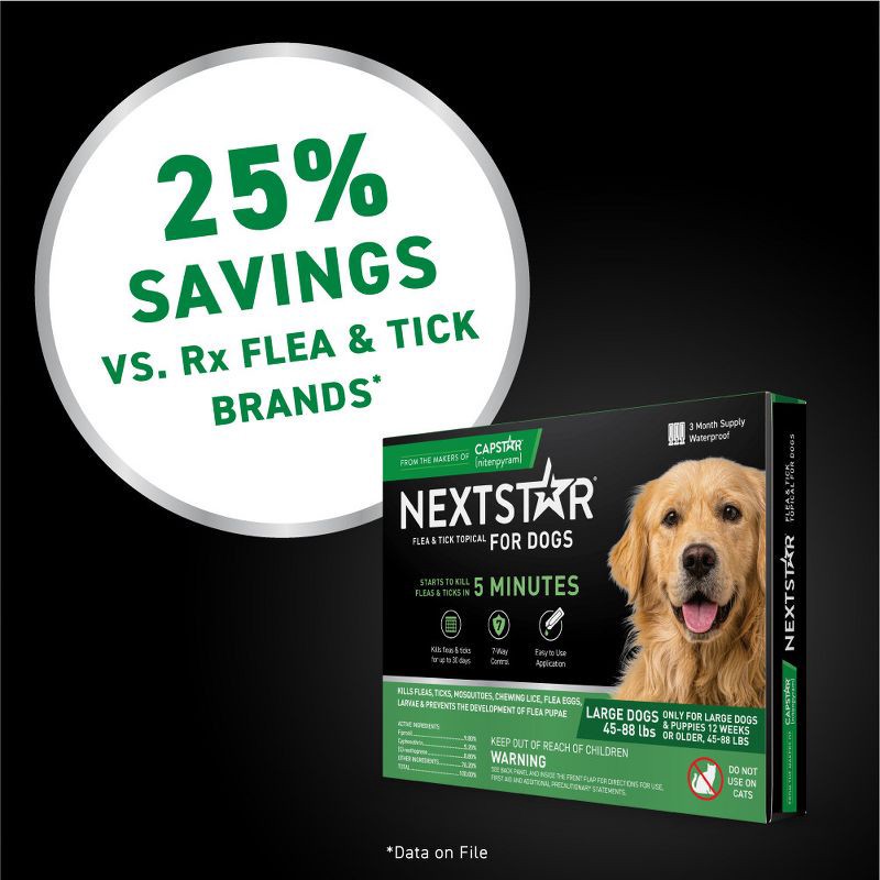 slide 5 of 8, NextStar Flea & Tick Topical Treatment for Large Dogs - 45 to 88lbs - 3ct, 88 lb, 3 ct