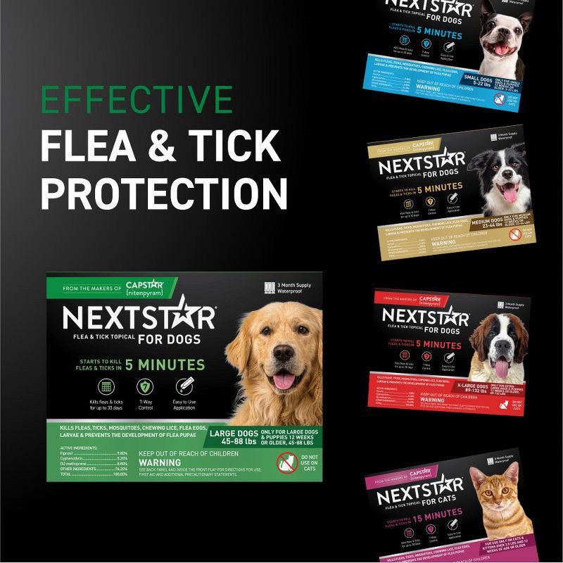 slide 6 of 8, NextStar Flea & Tick Topical Treatment for Large Dogs - 45 to 88lbs - 3ct, 88 lb, 3 ct