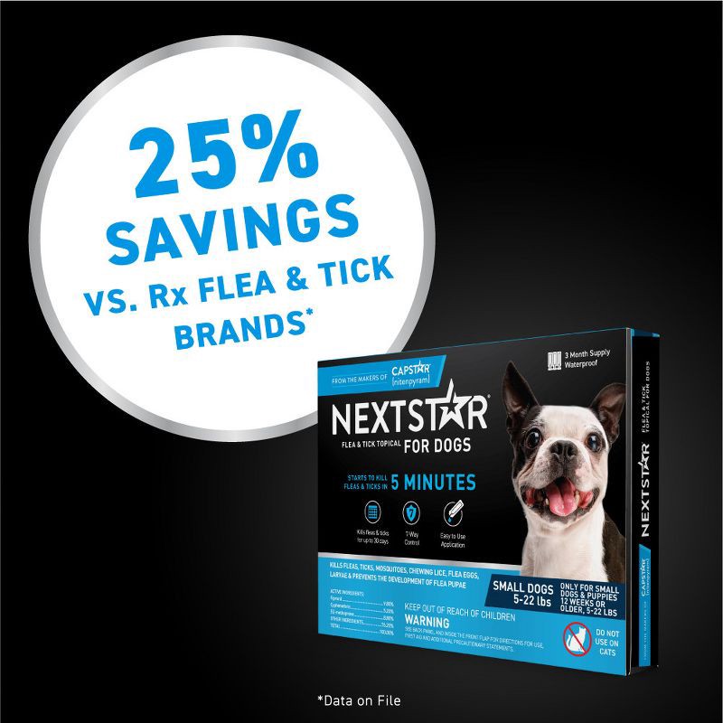 slide 5 of 9, NextStar Flea & Tick Topical Treatment for Small Dogs - 5 to 22lbs - 3ct, 22 lb, 3 ct