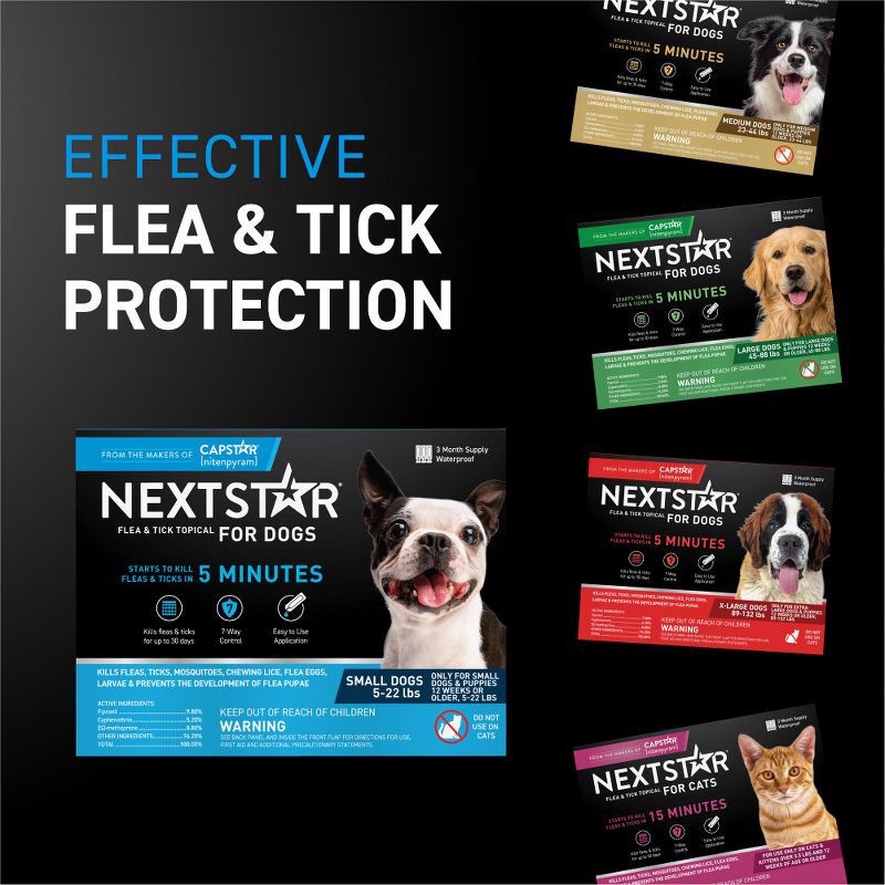 slide 6 of 9, NextStar Flea & Tick Topical Treatment for Small Dogs - 5 to 22lbs - 3ct, 22 lb, 3 ct