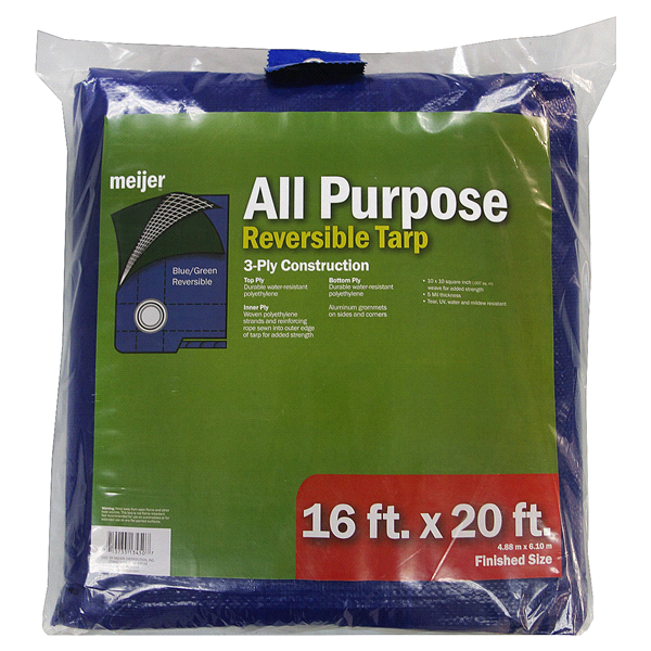 slide 1 of 1, Meijer All Purpose 16'x20' Reversible Tarp, 16 ft x 20 ft