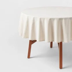 70" Cotton and Linen Blend Round Tablecloth - Threshold™: Traditional Off-White, Machine Washable, OEKO-TEX Certified