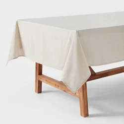 84" x 60" Cotton & Linen Blend Tablecloth - Threshold™: Rectangle, Solid Cream, Traditional Style, OEKO-TEX Certified