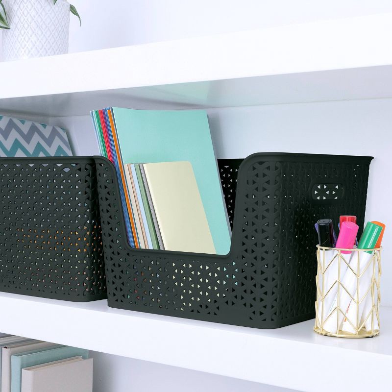 slide 3 of 7, Y-Weave Easy Access Storage Bin Black - Brightroom™: 16 Volume, 13" Cube Compatible, Polypropylene, Nesting, Rectangle Shape, 15 liter