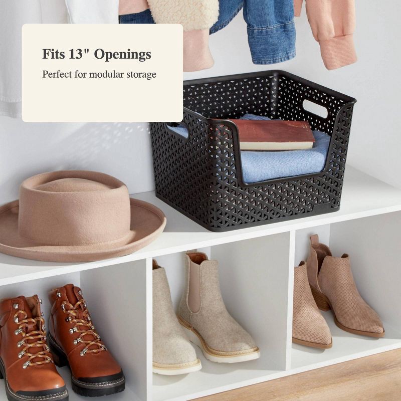 slide 4 of 7, Y-Weave Easy Access Storage Bin Black - Brightroom™: 16 Volume, 13" Cube Compatible, Polypropylene, Nesting, Rectangle Shape, 15 liter