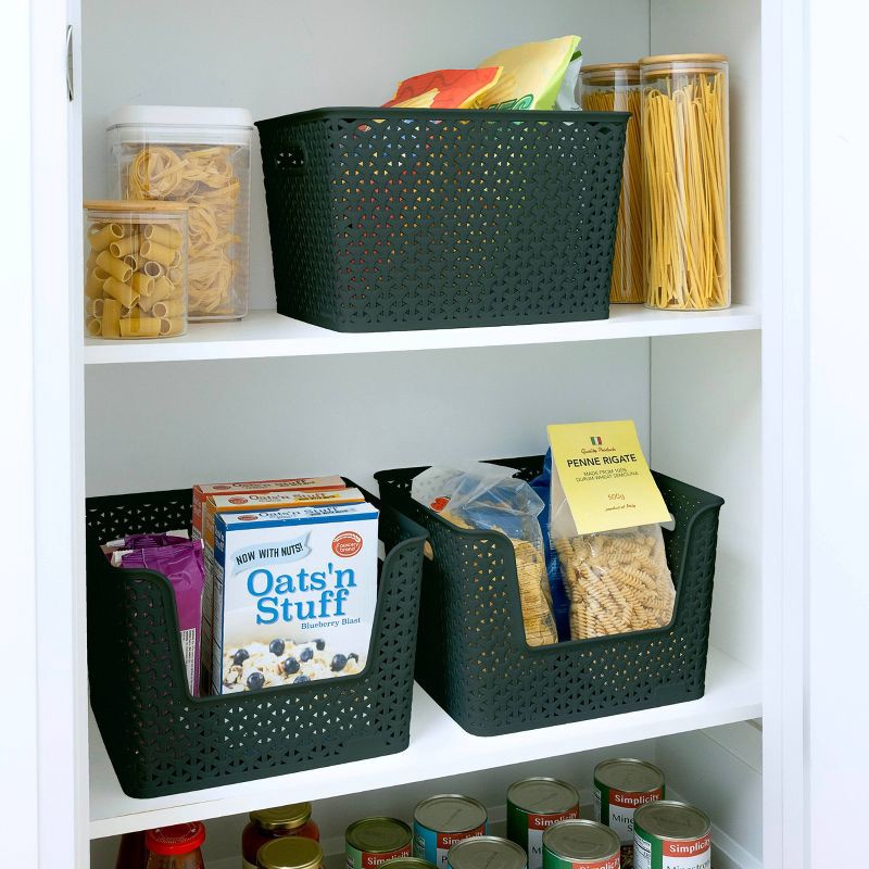 slide 7 of 7, Y-Weave Easy Access Storage Bin Black - Brightroom™: 16 Volume, 13" Cube Compatible, Polypropylene, Nesting, Rectangle Shape, 15 liter