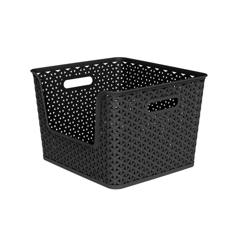 slide 1 of 7, Y-Weave Easy Access Storage Bin Black - Brightroom™: 16 Volume, 13" Cube Compatible, Polypropylene, Nesting, Rectangle Shape, 15 liter