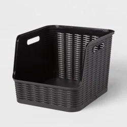 Wave Open Front Bin Black - Brightroom™: Stackable, 21 Volume, 13 Inch Cube Compatible, Shelf Storage