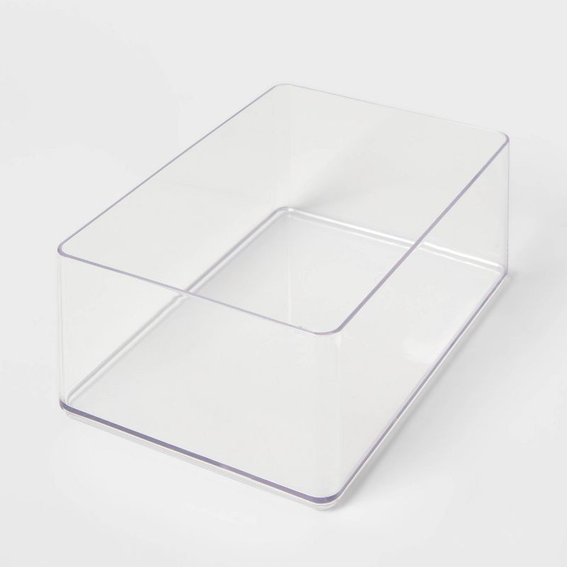 slide 1 of 5, 9"x6"x3.25" Large Plastic Bathroom Tray Clear - Brightroom™: Organizer, Stackable Storage, Hand Washable, 1 ct