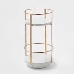 10" x 5.7" Round Metal Countertop Turntable Brass - Brightroom™: Bathroom Organizer Tray, Iron, Spot Clean