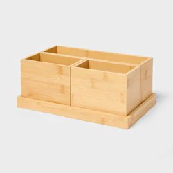 11.25"x7"x4.5" Modular Bamboo Vanity Organizer with Magnetic Strip - Brightroom™: Bathroom & Makeup Storage Tray