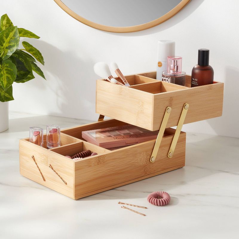 6 X 9 X 4 Rectangular Hinge Lid Bamboo Countertop Organizer