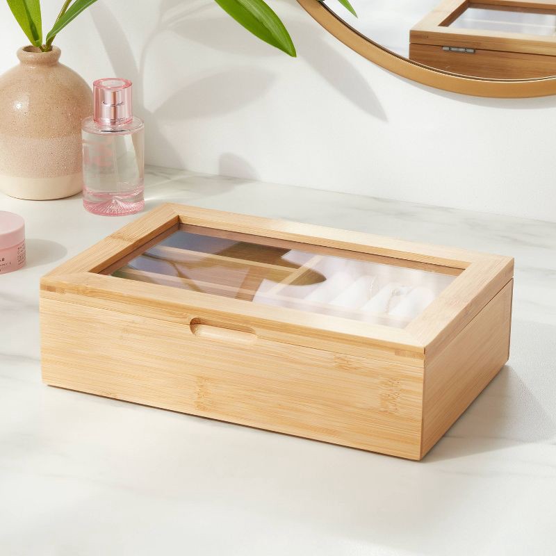 slide 2 of 3, 9" x 6" Bamboo Accessory Box with Acrylic Lid - Brightroom™, 1 ct