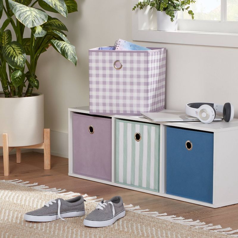 slide 2 of 3, 11" Fabric Cube Storage Bin Lavender - Room Essentials™: Light Purple, Folds Flat, 11 Inch Cube System Compatible, 1 ct