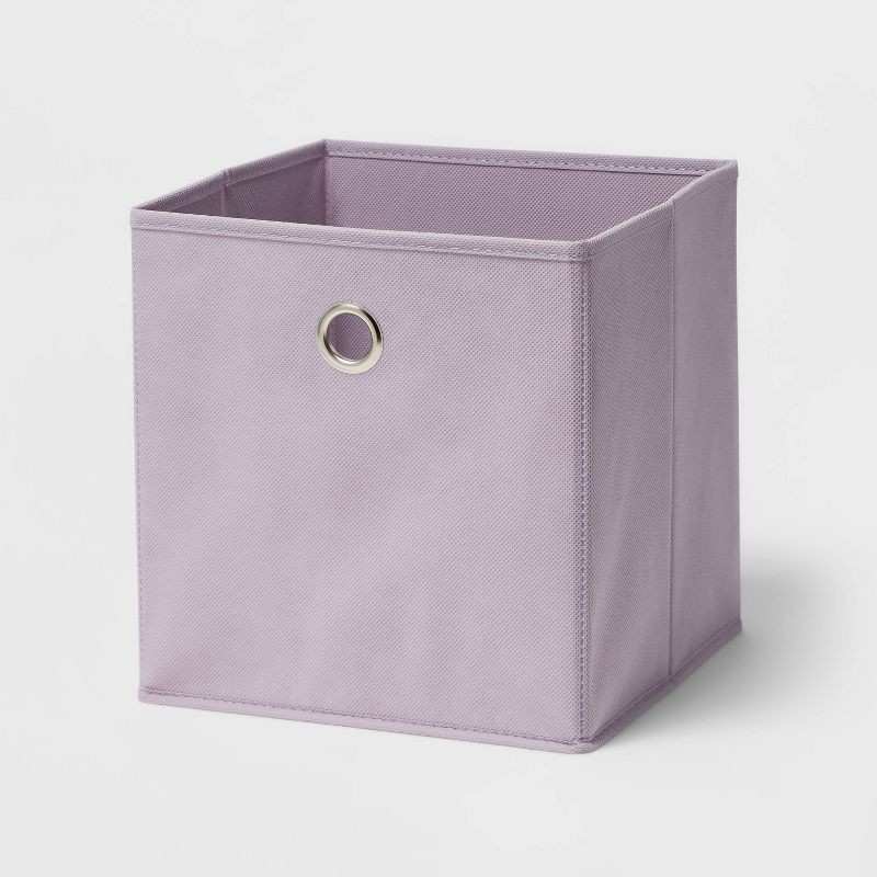 slide 1 of 3, 11" Fabric Cube Storage Bin Lavender - Room Essentials™: Light Purple, Folds Flat, 11 Inch Cube System Compatible, 1 ct