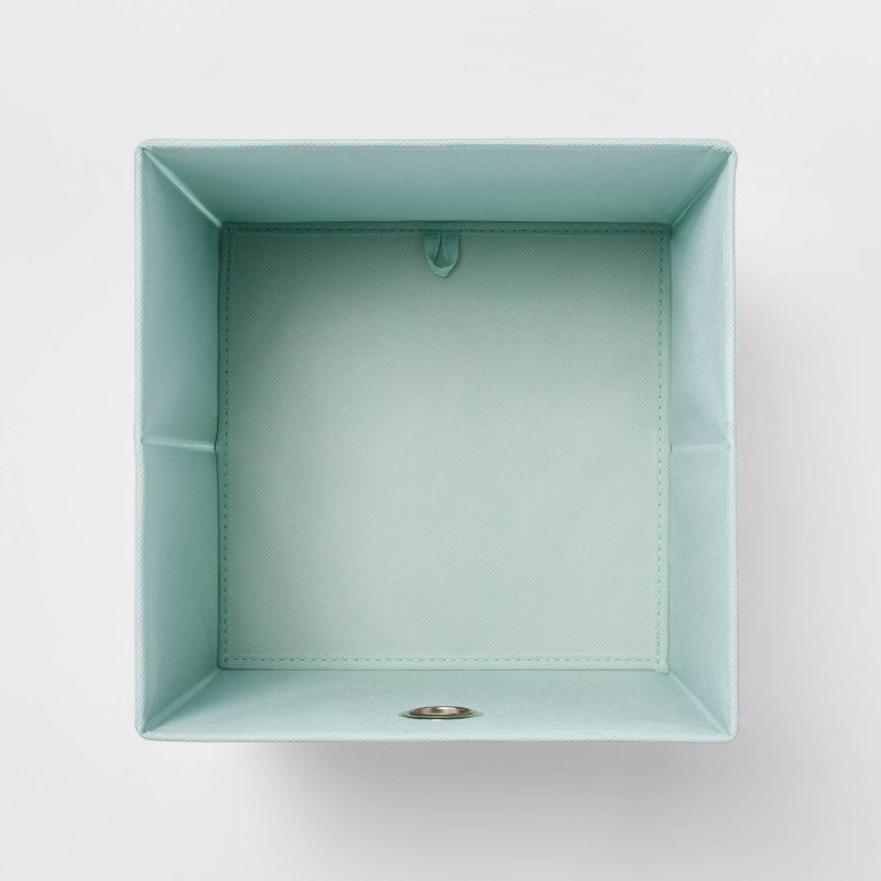 slide 3 of 3, 11" Fabric Cube Storage Bin Mint Vertical Striped - Room Essentials, 1 ct