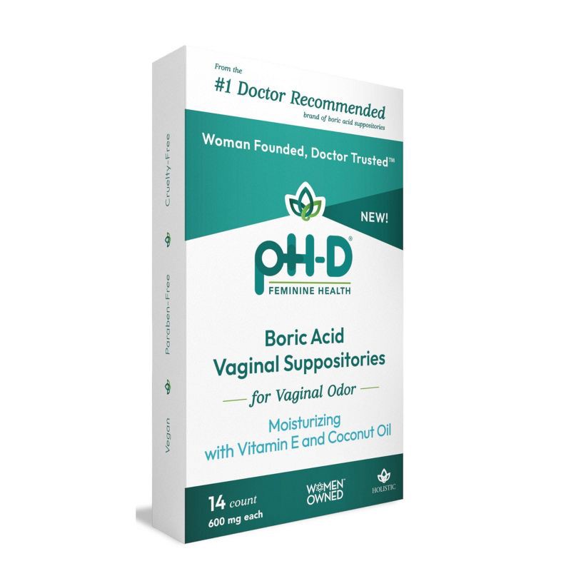 slide 3 of 9, pH-D Feminine Health Boric Acid + Moisturizing Suppository - 14ct, 14 ct