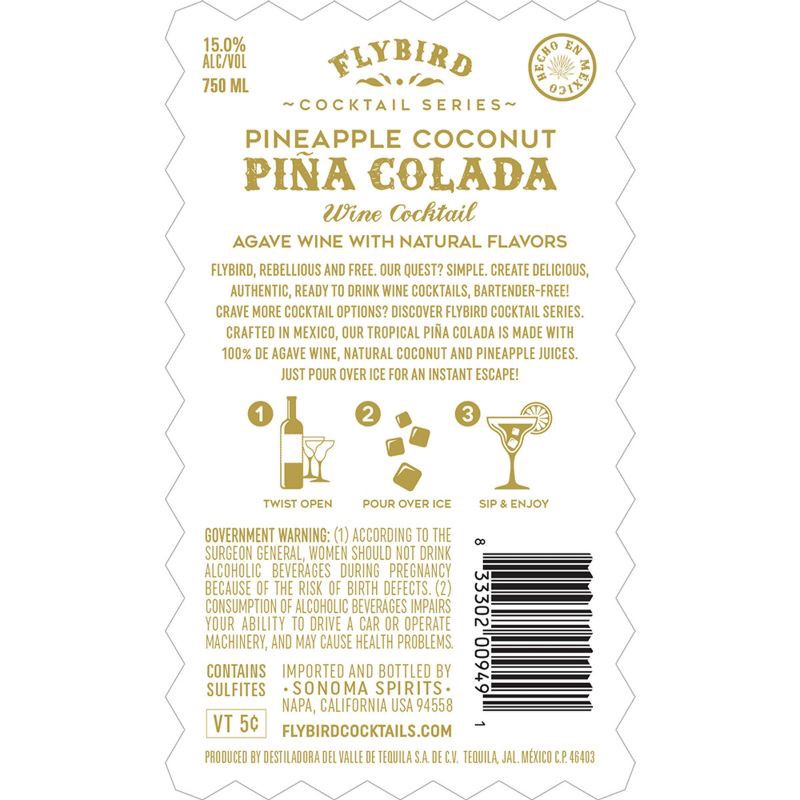 slide 3 of 7, Flybird Baja Pina Colada Wine Cocktail - 750ml Bottle, 750 ml