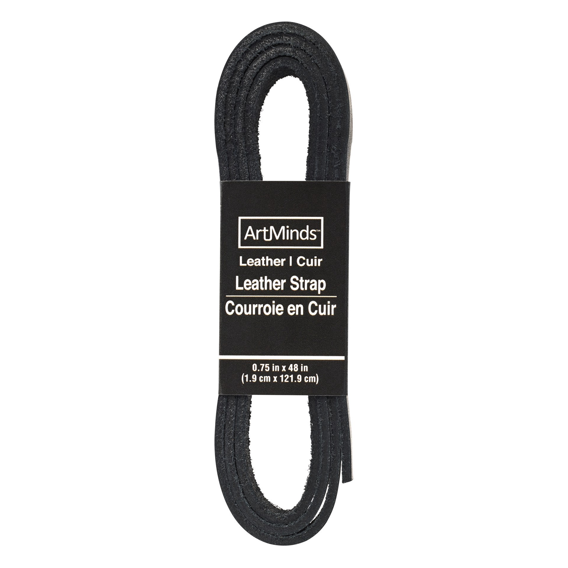 slide 2 of 4, Black Leather Strap By Artminds, 0.75 in x 48 in