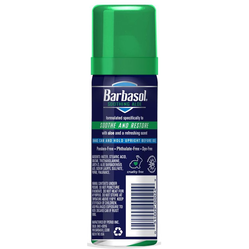 slide 2 of 3, Barbasol Soothing Aloe Shaving Cream - 2.4oz - Trial Size, 2.4 oz